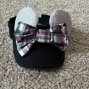 Plaid Bow Kids Cap with Silver Ears